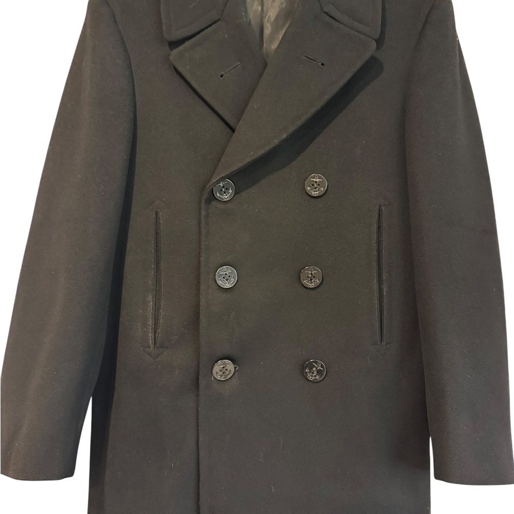 Vintage USNaval Academy Pea Coat Men’s Medium Jacob Reed’s Sons Heavy Wool Black - Picture 1 of 7